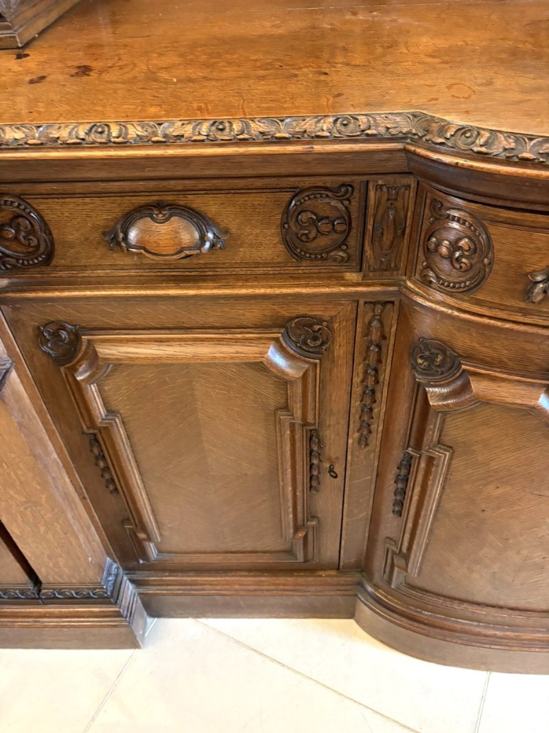 Monumental Antique Victorian Exhibition Quality Carved Oak Sideboard By Maple and Co. - Image 9